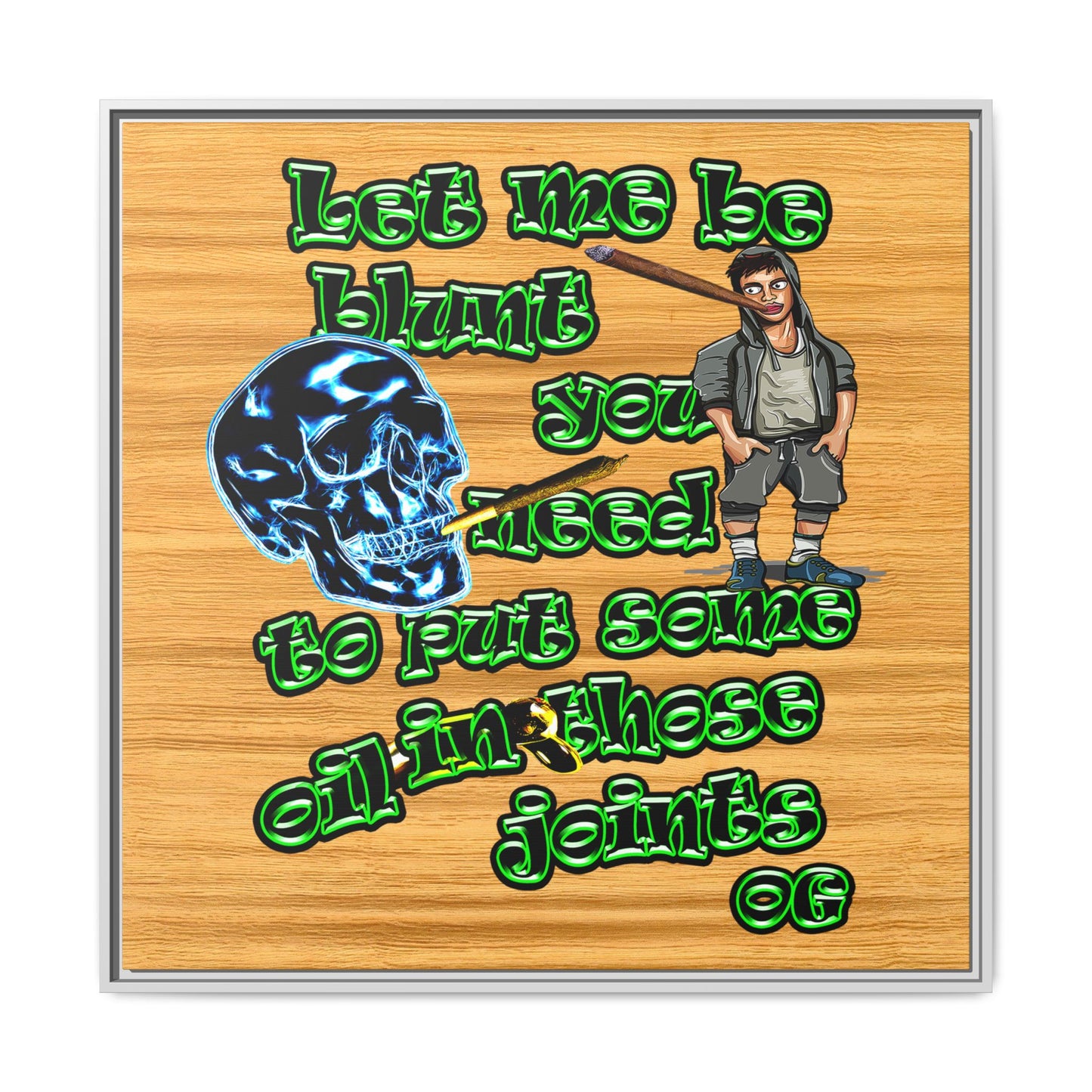 og - framed canvas art (butterscotch wood finish)