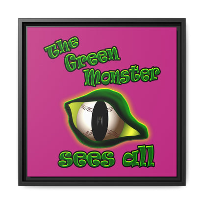 green monster - framed canvas art (pink)