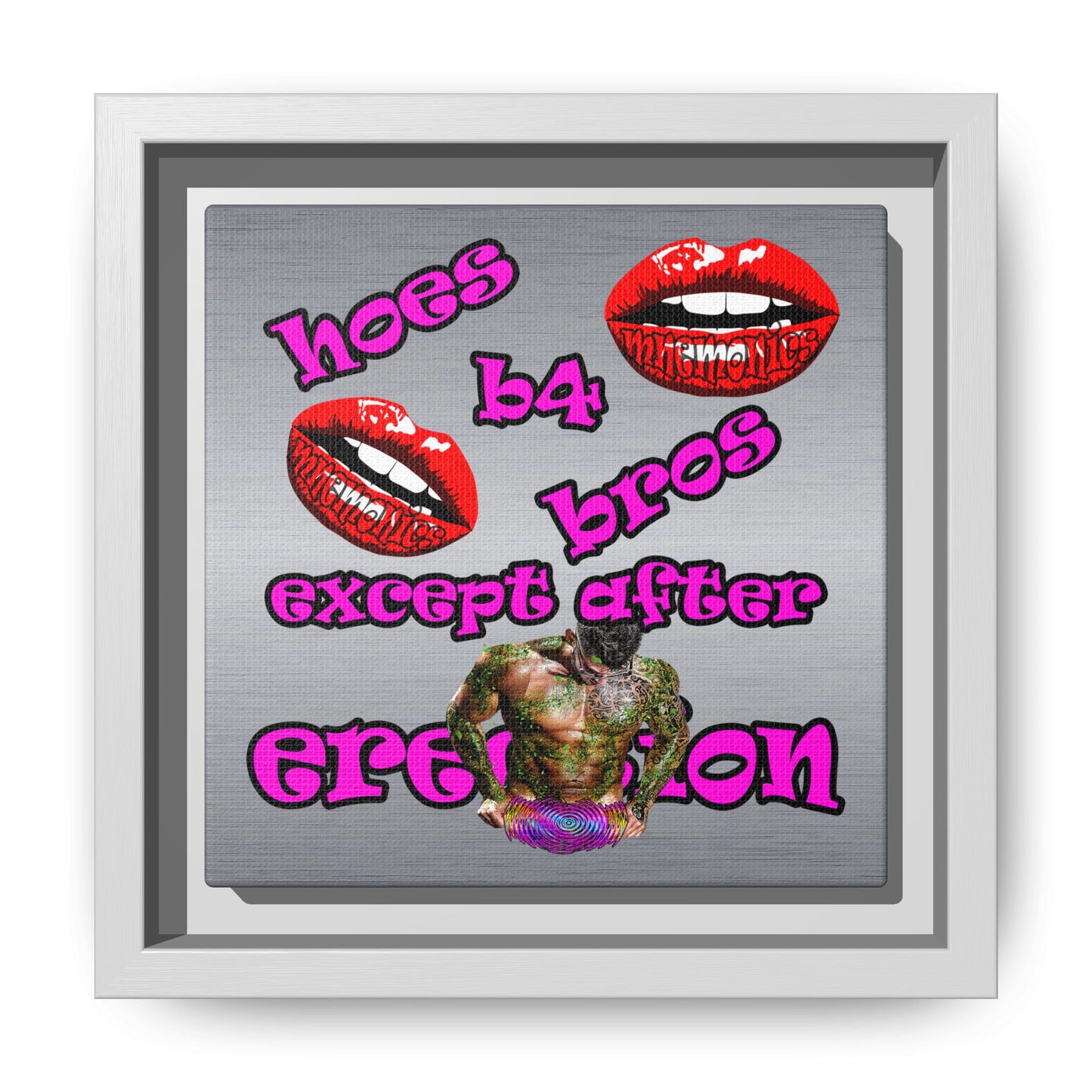 hoes b4 bros - framed canvas art (brushed nickel)