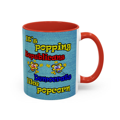 popping like popcorn - Accent Mug (faded dark blue)