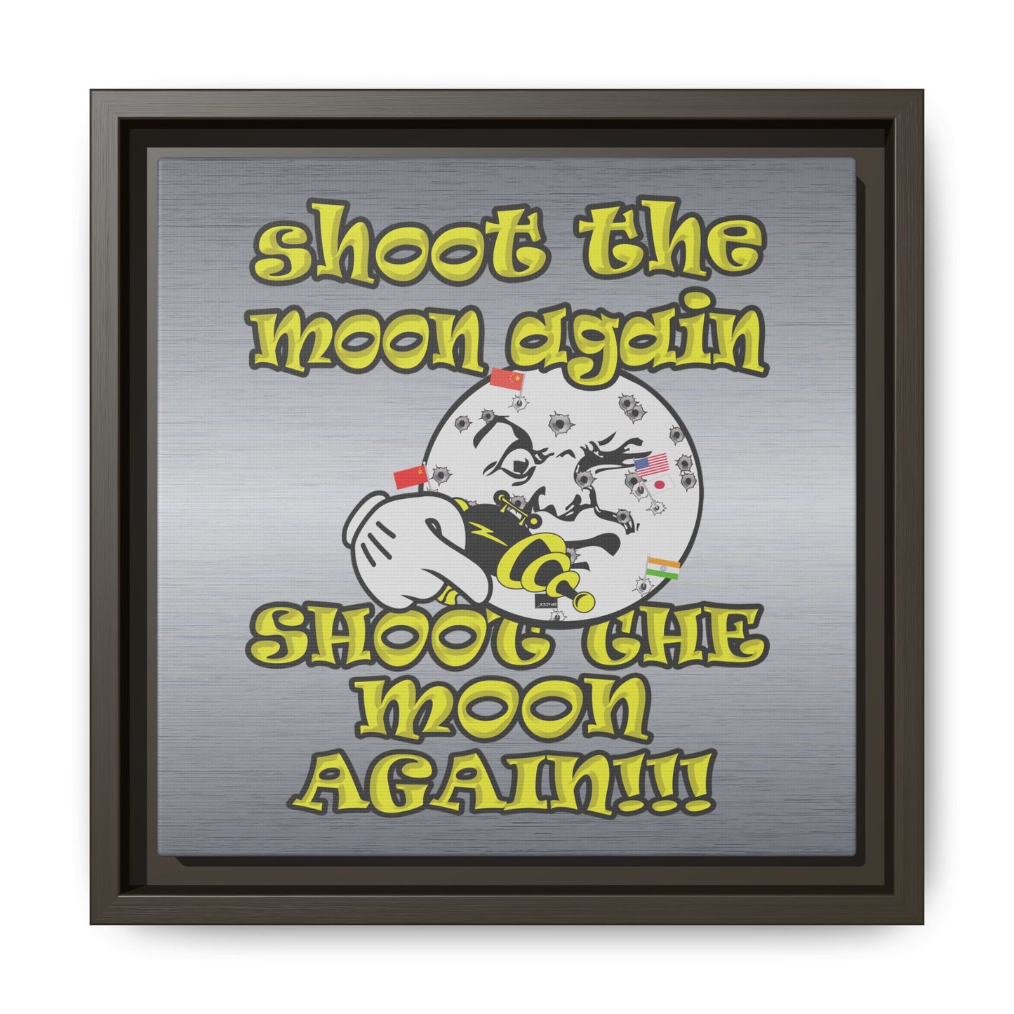 shoot the moon again - framed canvas art (brushed nickel)