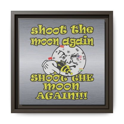 shoot the moon again - framed canvas art (brushed nickel)