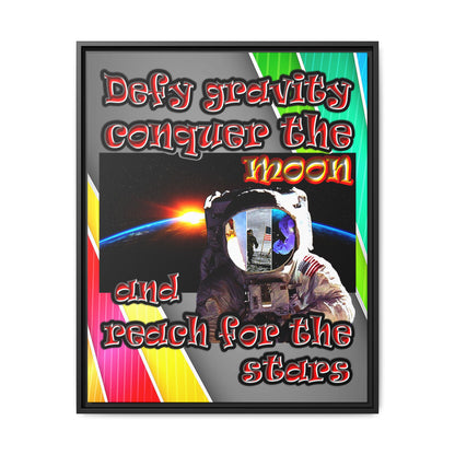 defy conquer reach - framed canvas art (rainbow split)