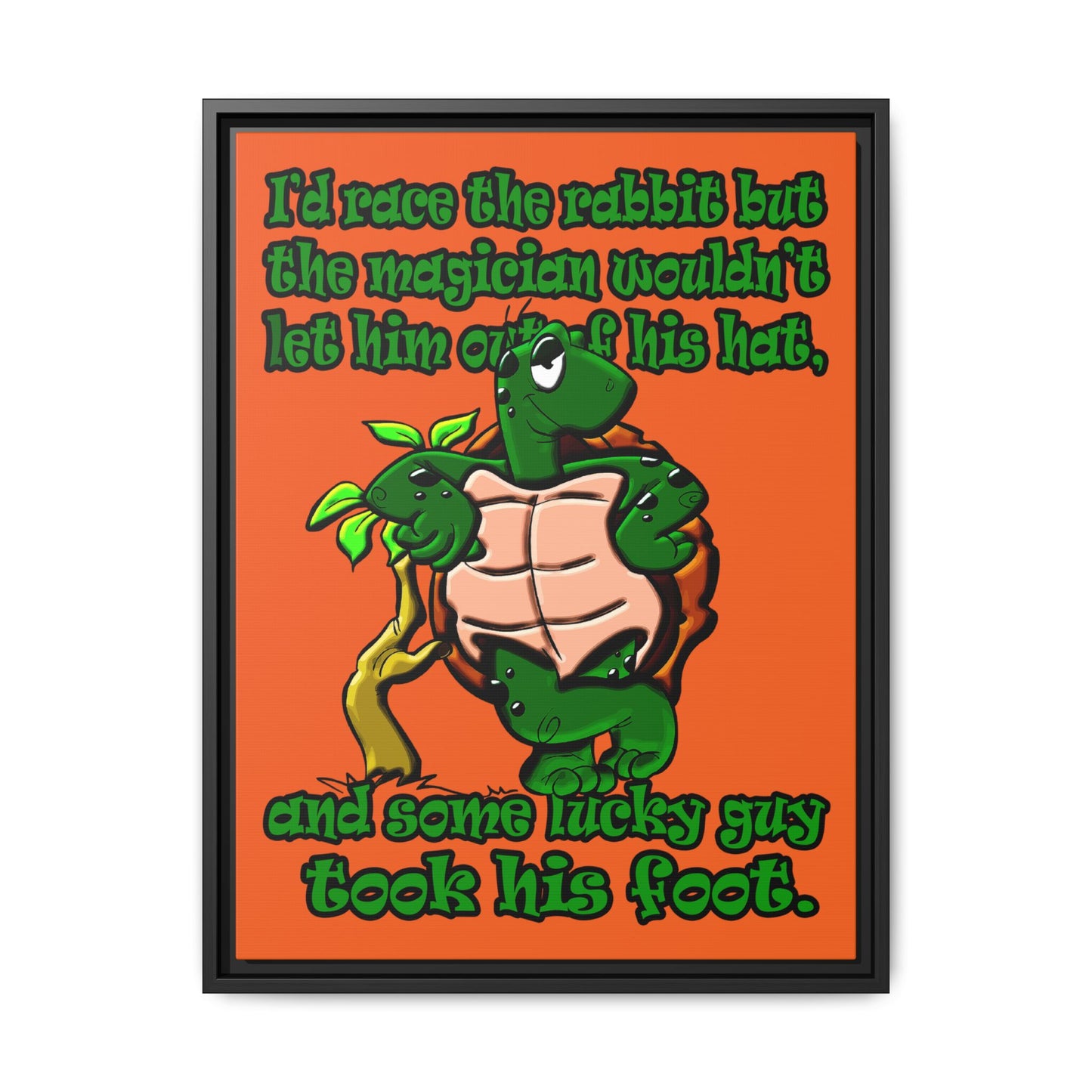 turtle race - framed canvas art (orange)