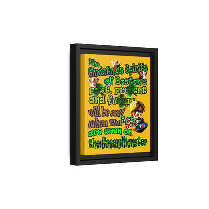 christmas spirits of boston - framed canvas art (yellow)