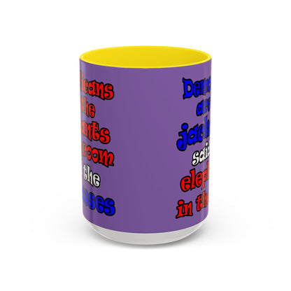 donkeys and elephants - Accent Mug (light purple)