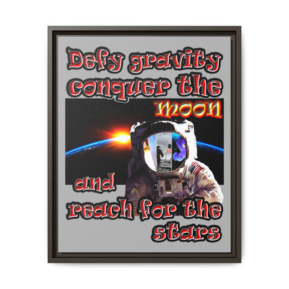 defy conquer reach - framed canvas art (light grey)