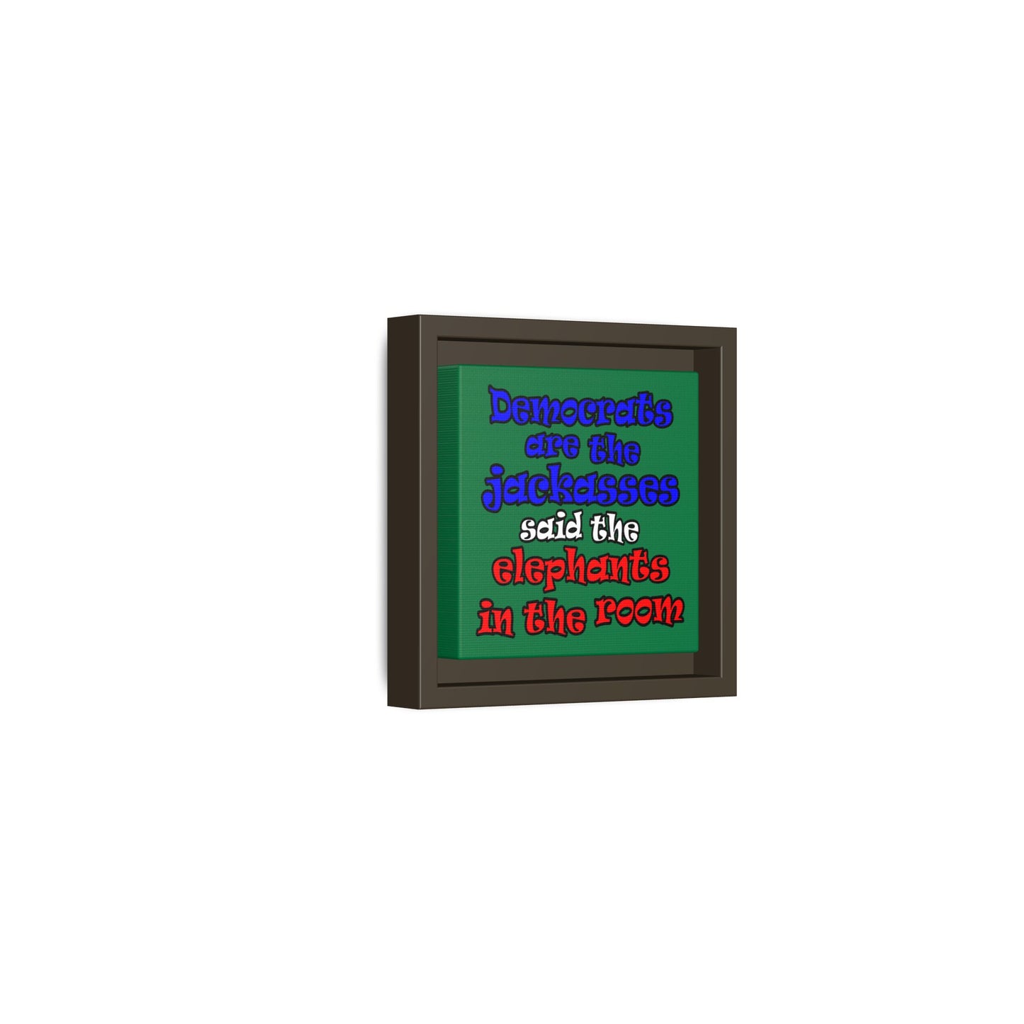 donkeys and elephants - framed canvas art (dark green)