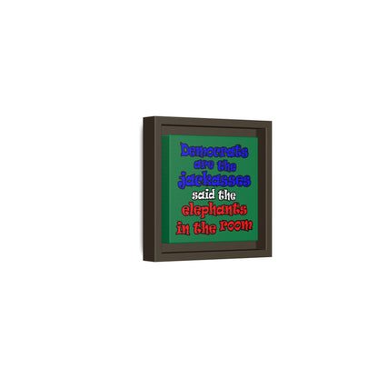donkeys and elephants - framed canvas art (dark green)