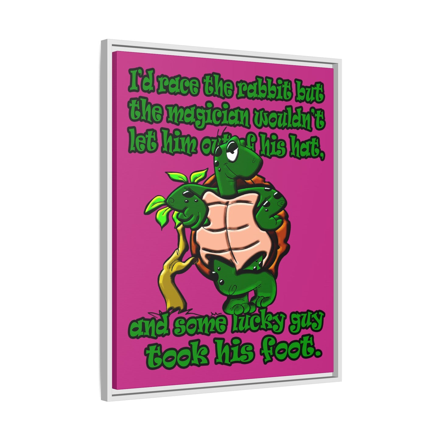 turtle race - framed canvas art (pink)