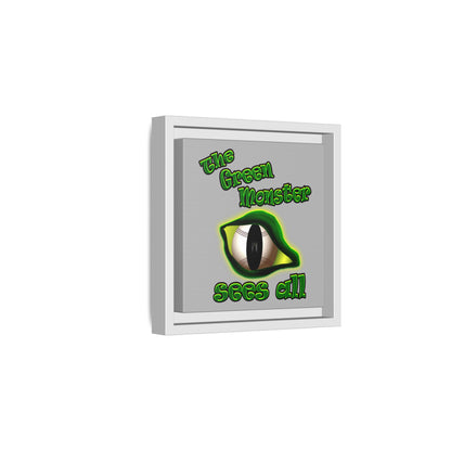 green monster - framed canvas art (light grey)