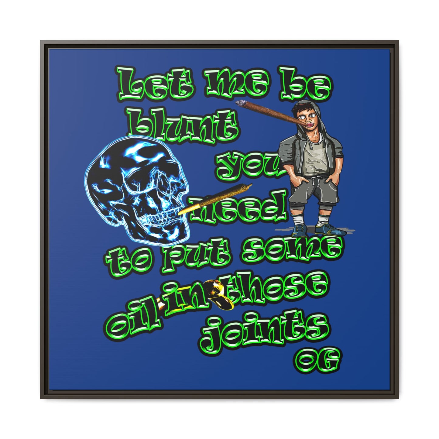 og - framed canvas art (dark blue)
