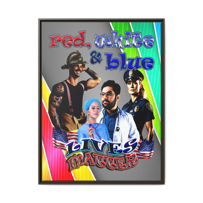 rw&b lives matter - framed canvas art (rainbow split)