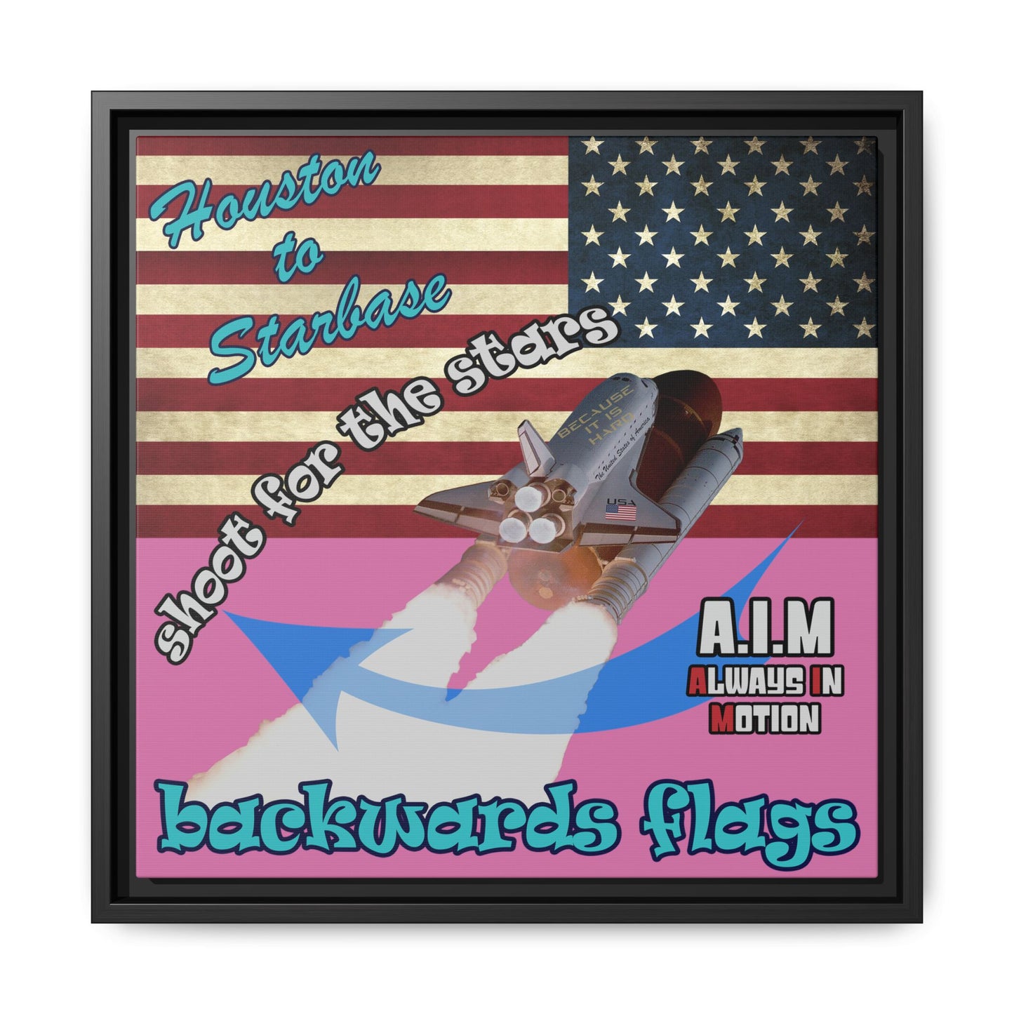 shoot for the stars - framed canvas art (light pink)