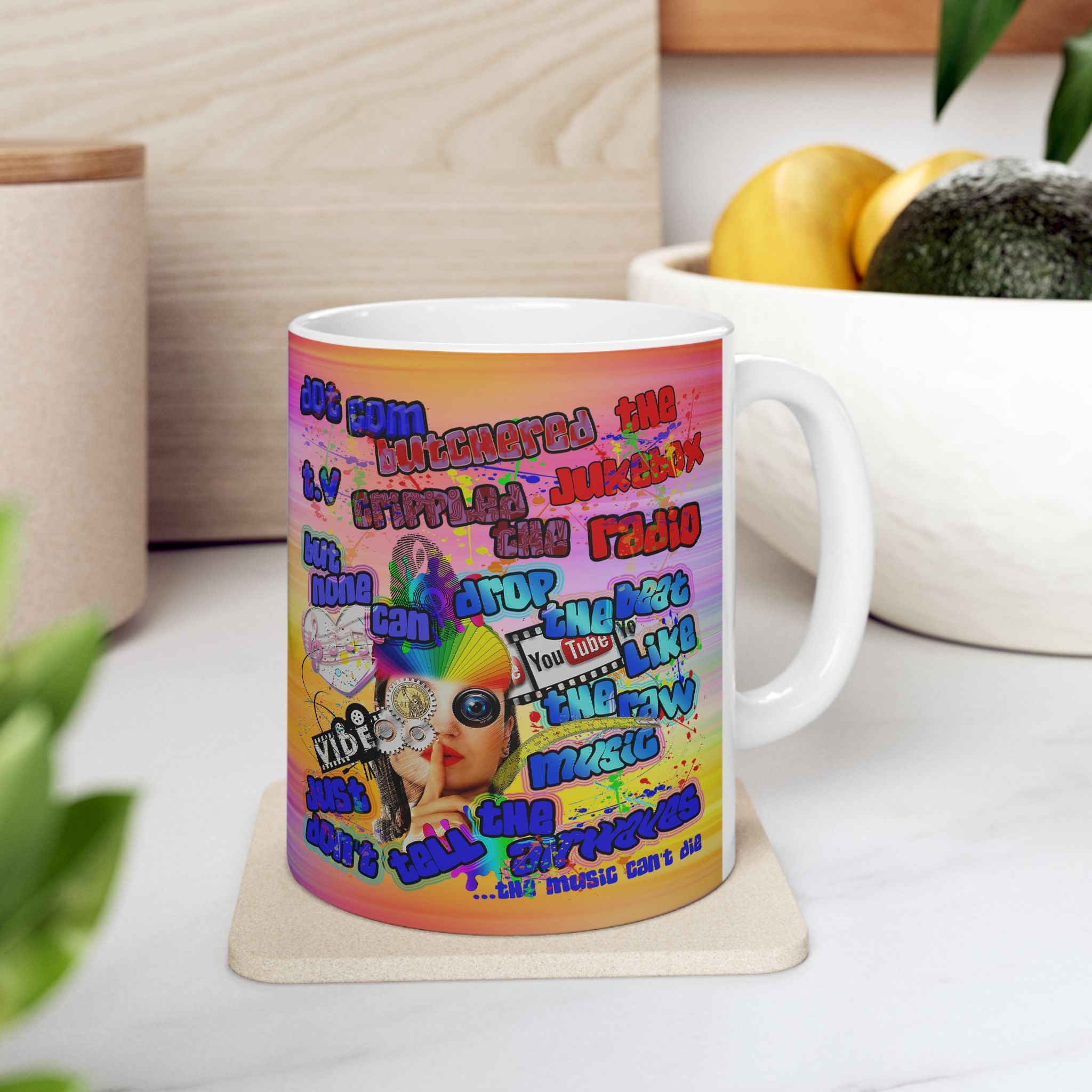 drop the beat - White Mug (color blur)