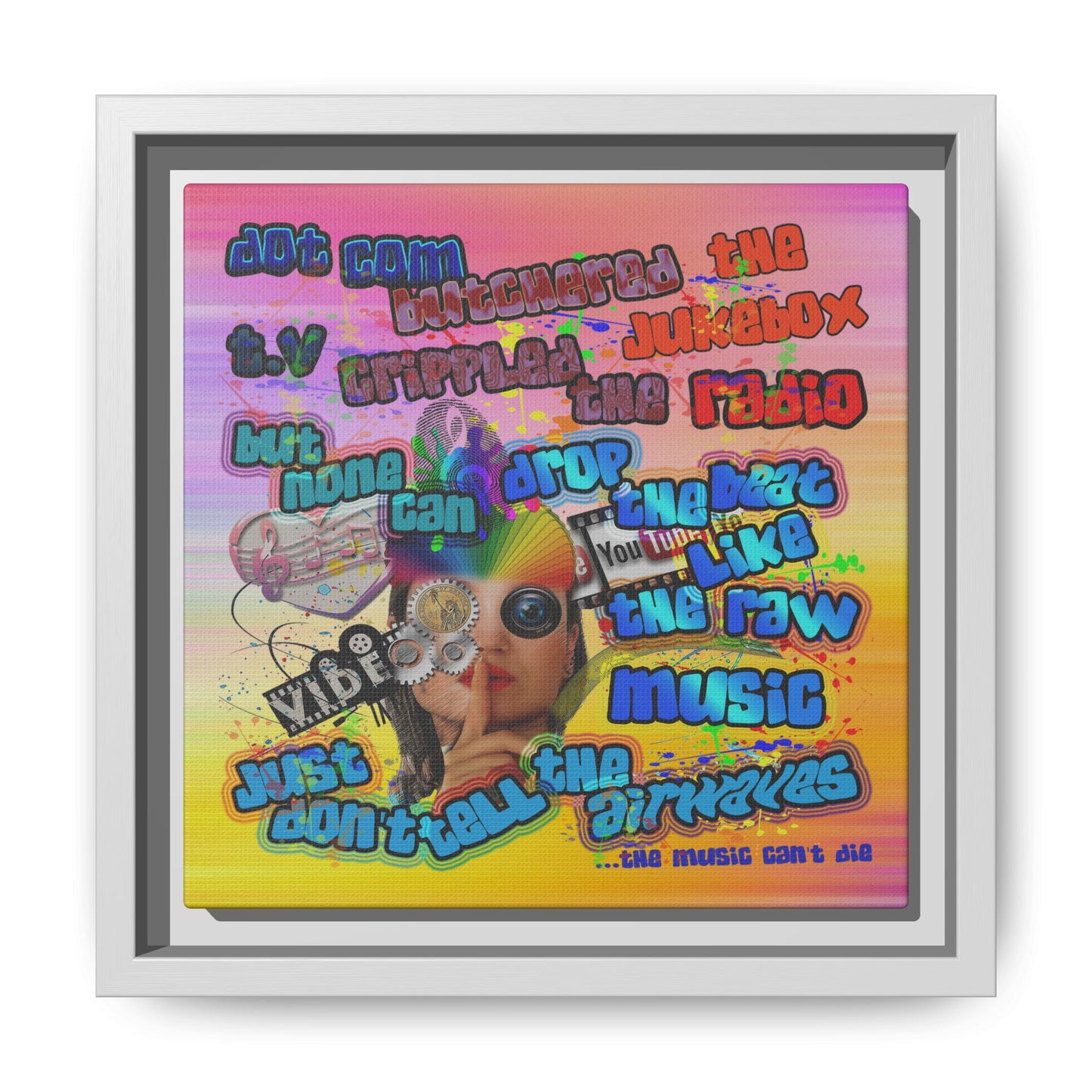 drop the beat - framed canvas art (color blur)