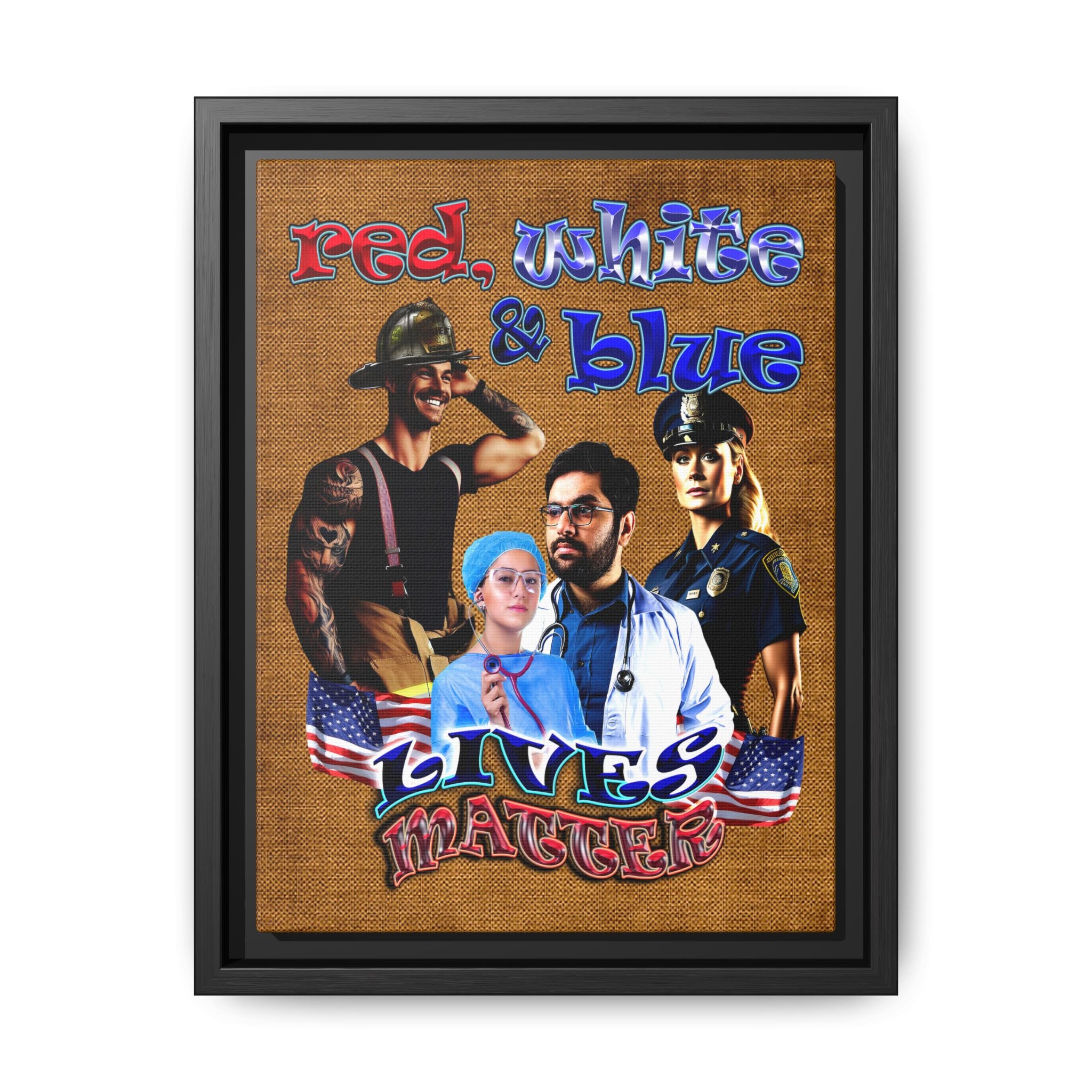 rw&b lives matter - framed canvas art (brown papyrus)