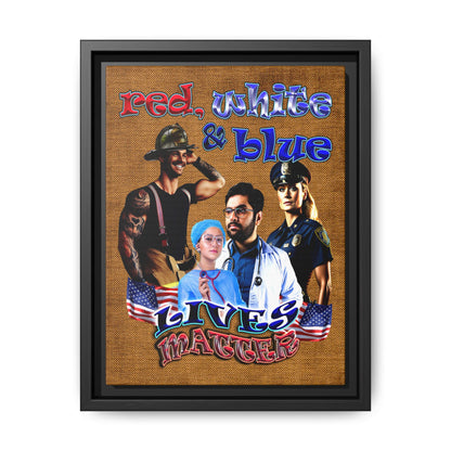 rw&b lives matter - framed canvas art (brown papyrus)