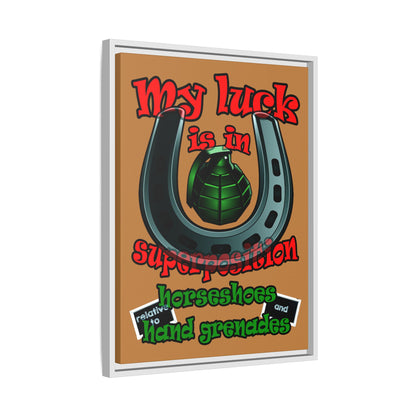 my luck - framed canvas art (light brown)