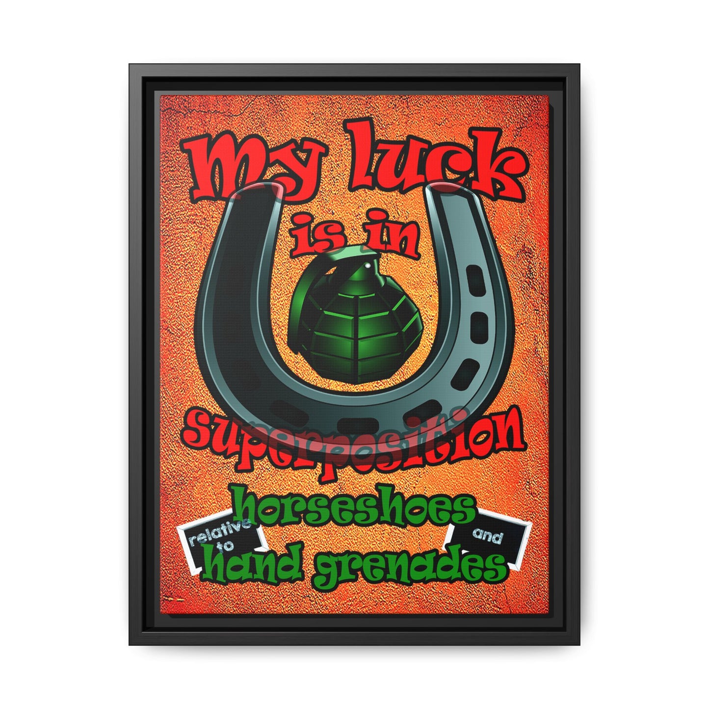 my luck - framed canvas art (burnt orange)