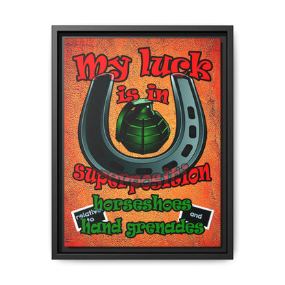 my luck - framed canvas art (burnt orange)