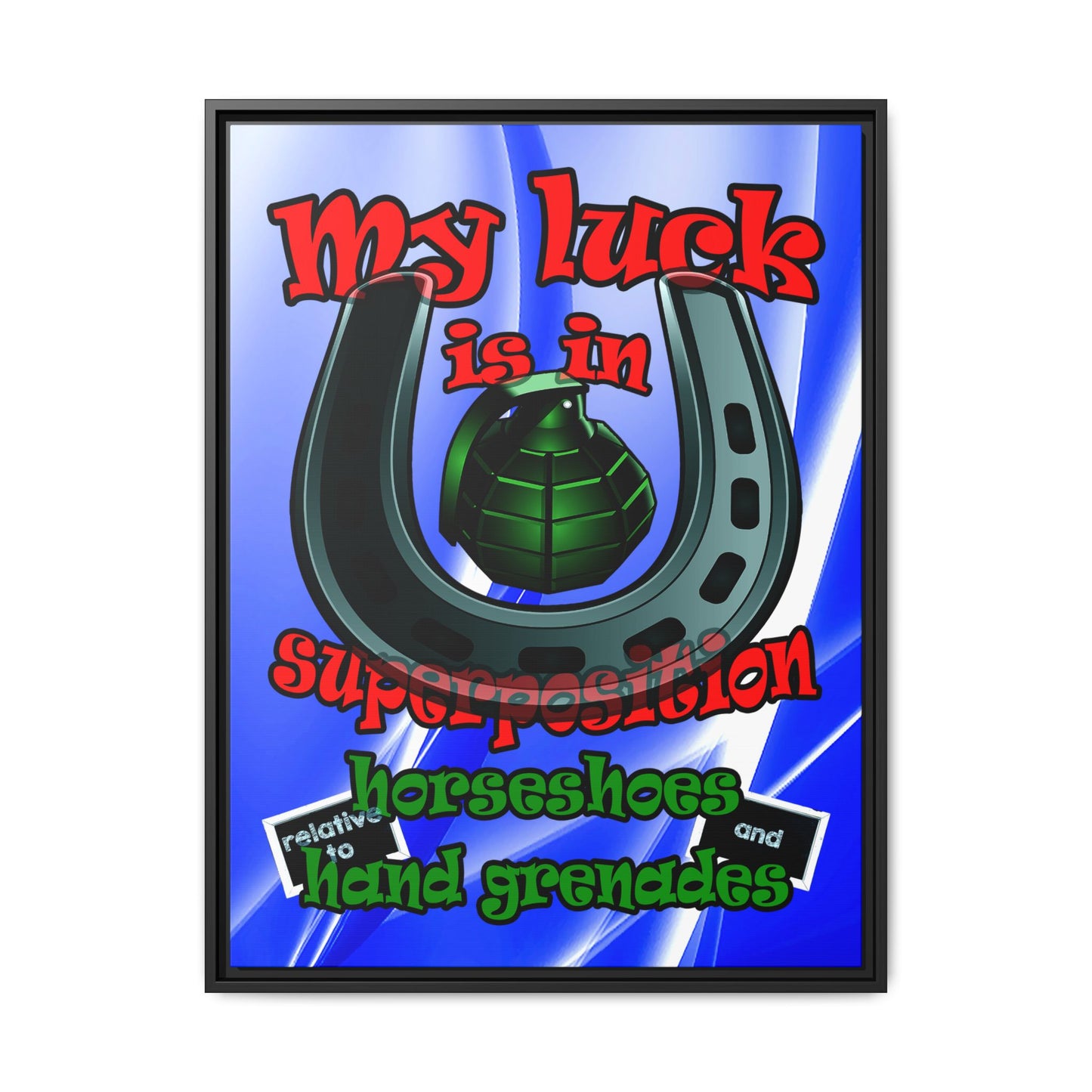 my luck - framed canvas art (blue-white wave)