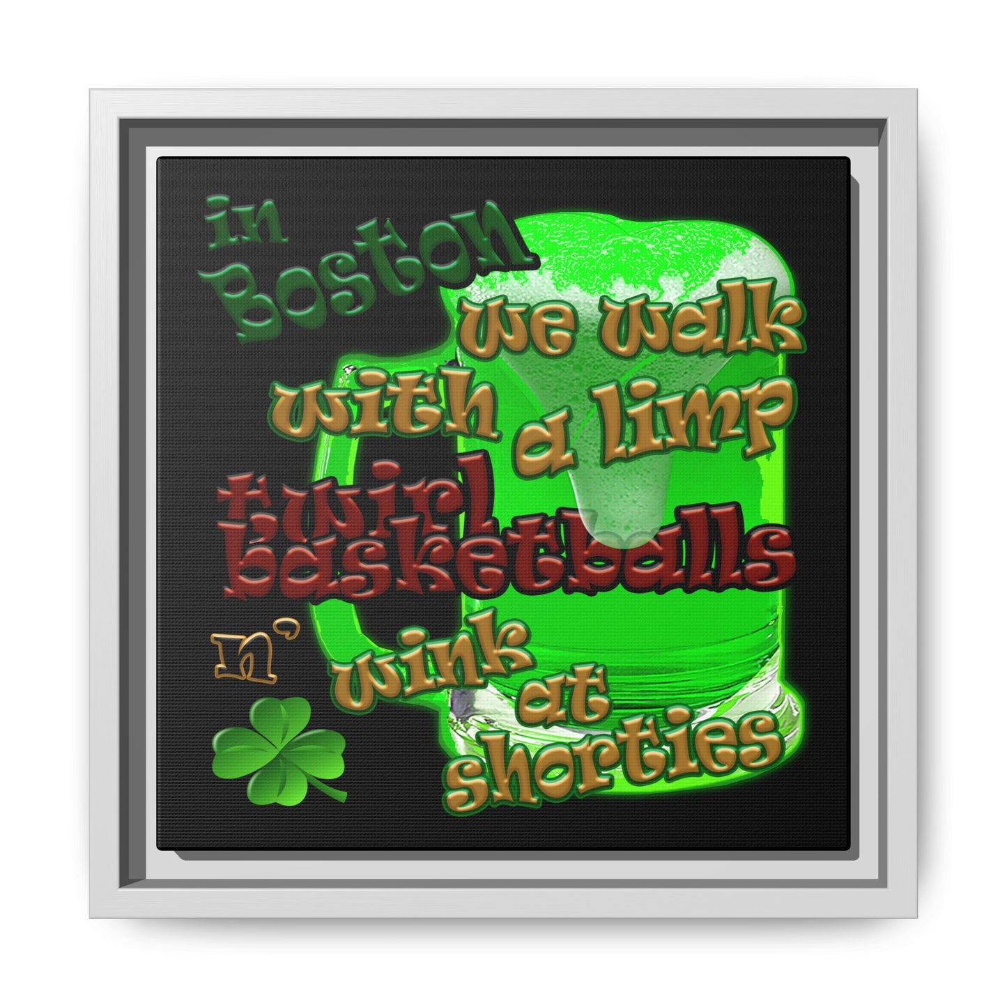 celtics logo - framed canvas art (black)
