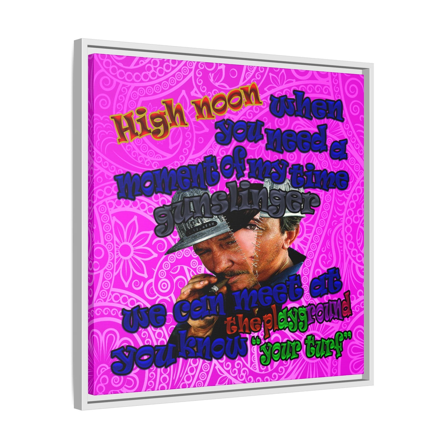 high noon - framed canvas art (pink swirl)