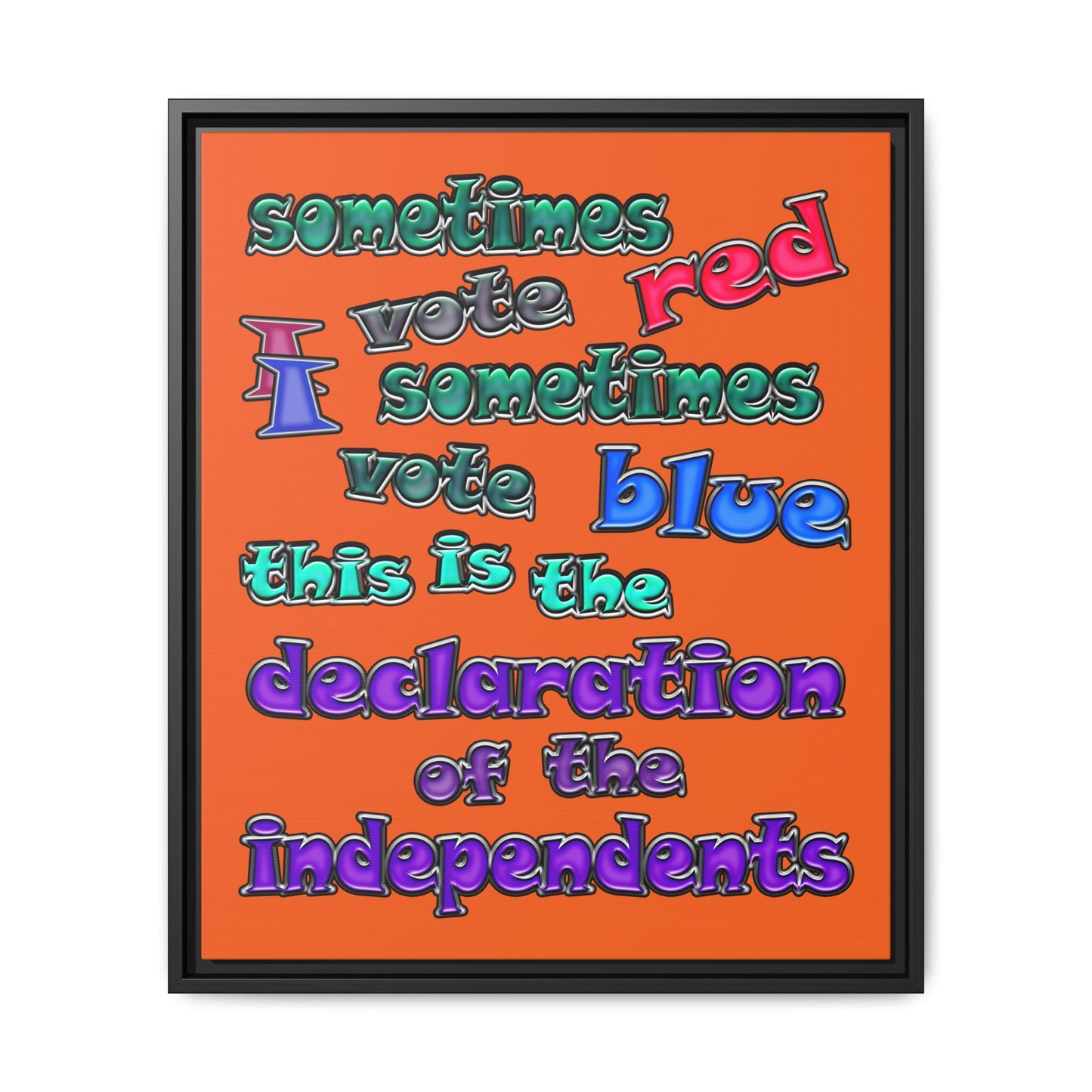 declaration of the independents - framed canvas art (orange)