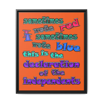 declaration of the independents - framed canvas art (orange)