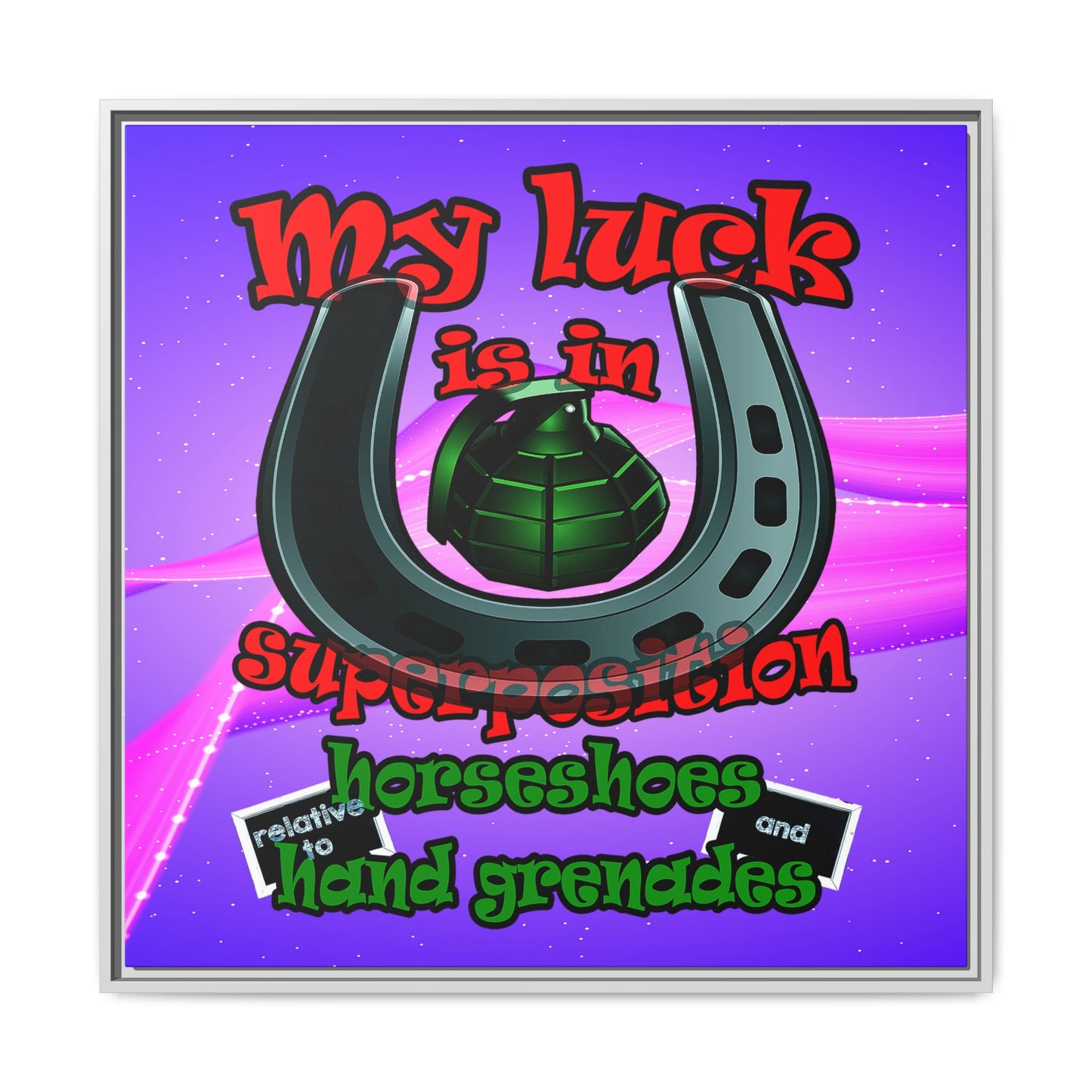 my luck - framed canvas art (purple-pink wave)