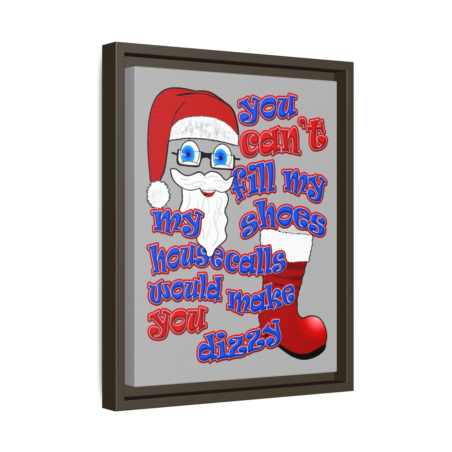 santa's shoes - framed canvas art (light grey)