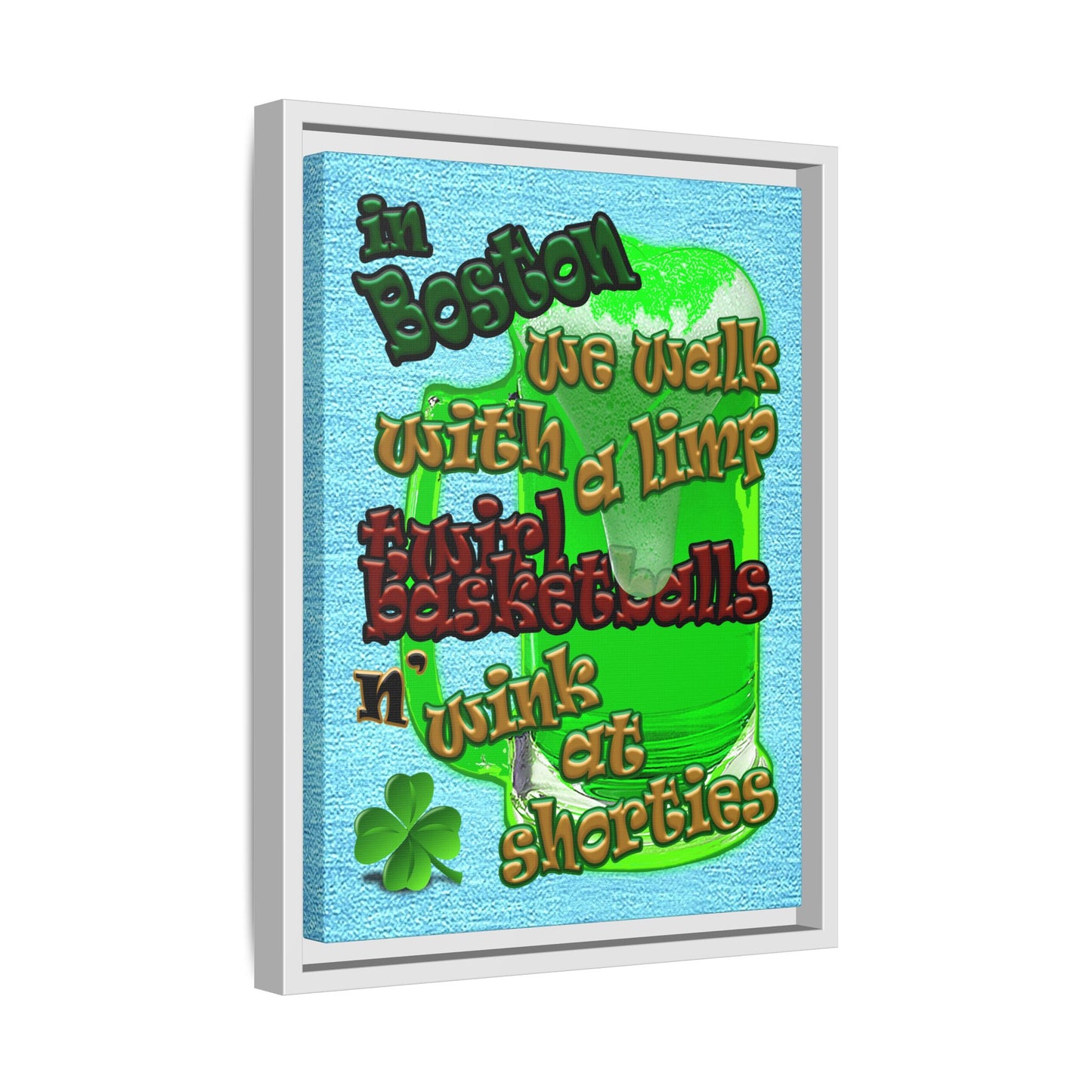 celtics logo - framed canvas art (faded blue)