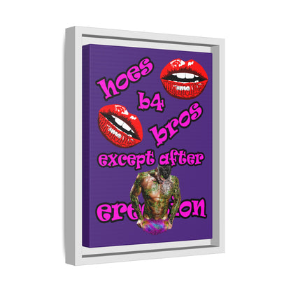 hoes b4 bros - framed canvas art (purple)