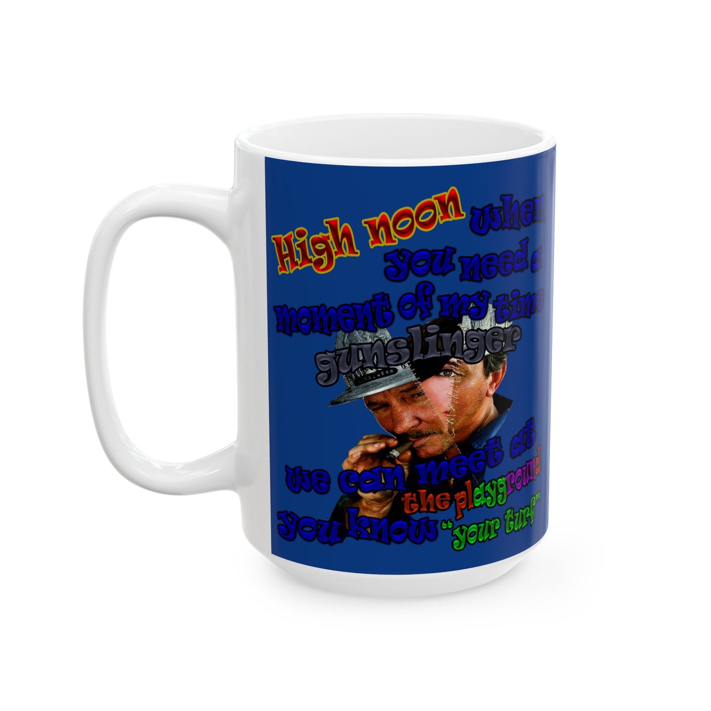 high noon - White Mug (dark blue)