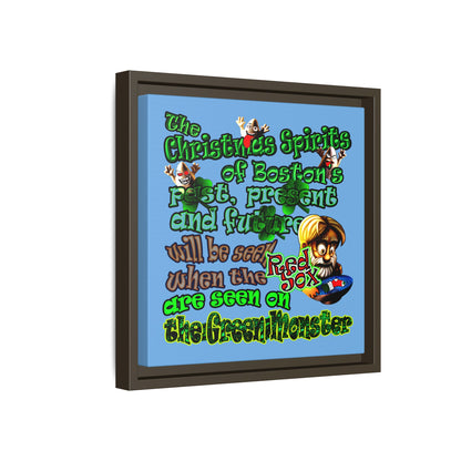 christmas spirits of boston - framed canvas art (light blue)