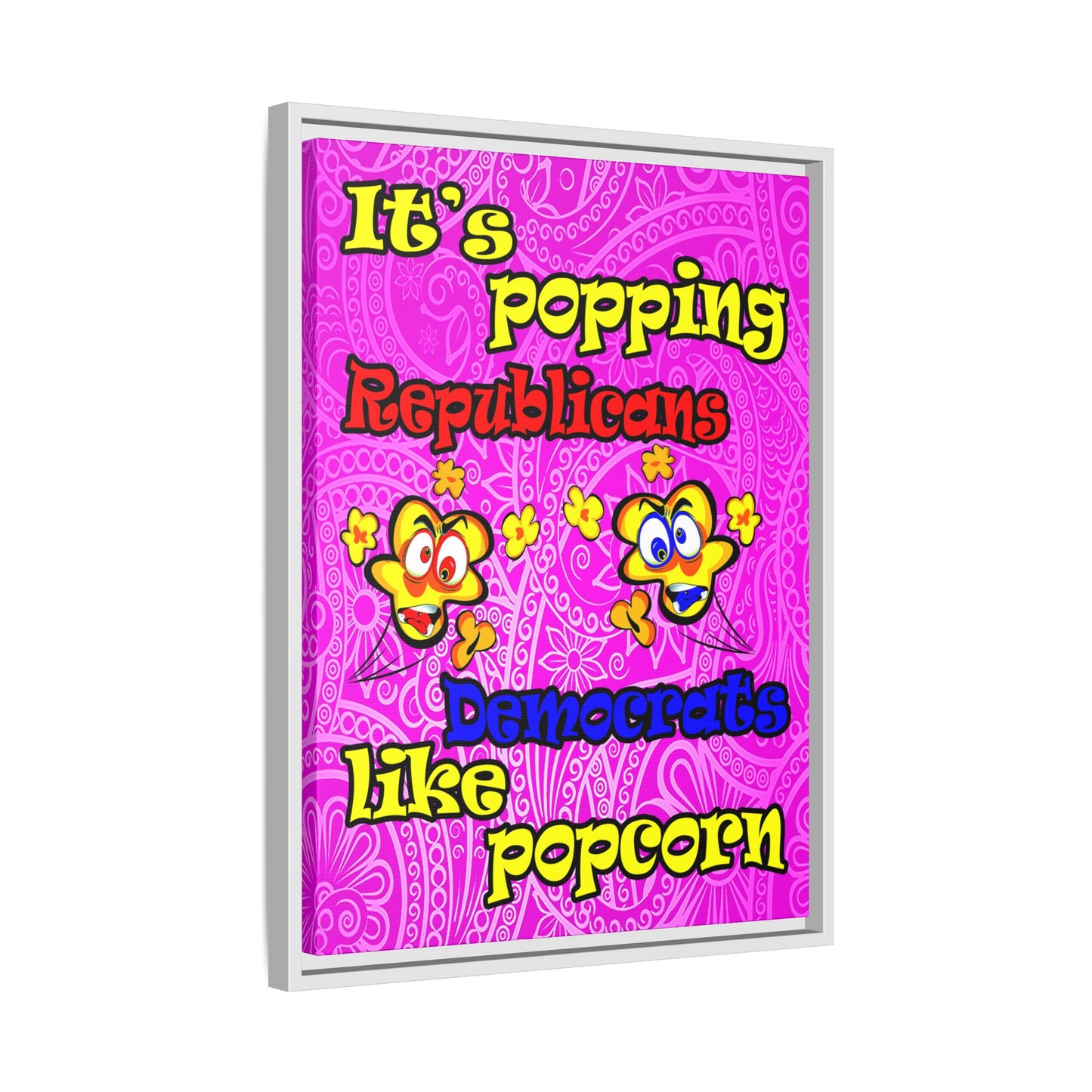 popping like popcorn - framed canvas art (pink swirl)