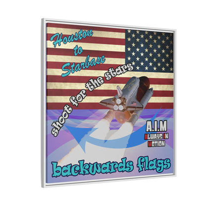 shoot for the stars - framed canvas art (light blue-pink wave)