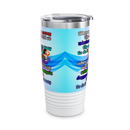 doggystyle - Ringneck Tumbler, 20oz (light blue-pink wave)