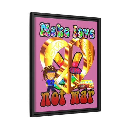love peace - framed canvas art (light pink)