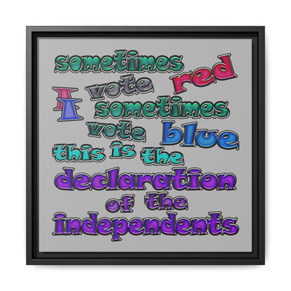 declaration of the independents - framed canvas art (light grey)