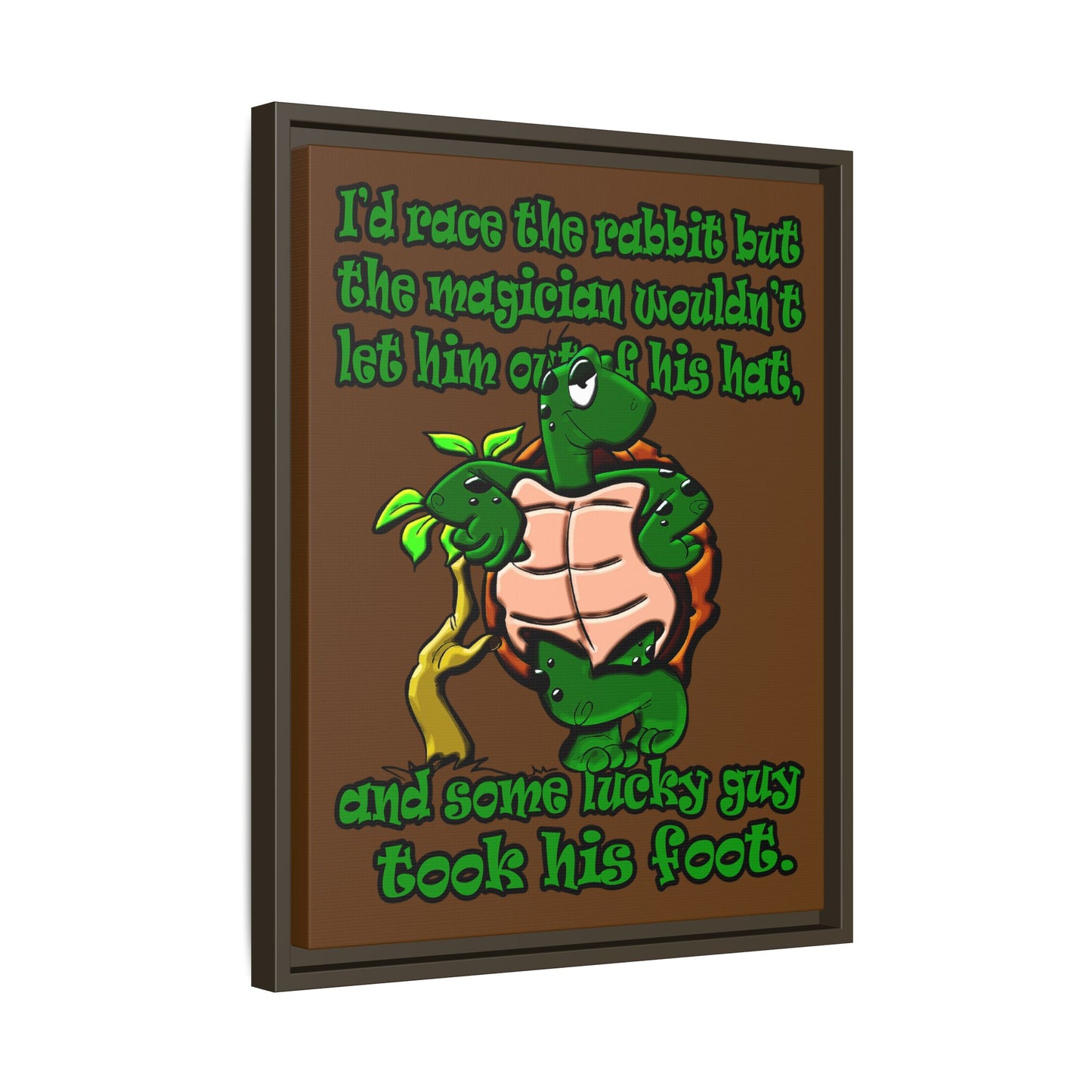 turtle race - framed canvas art (brown)