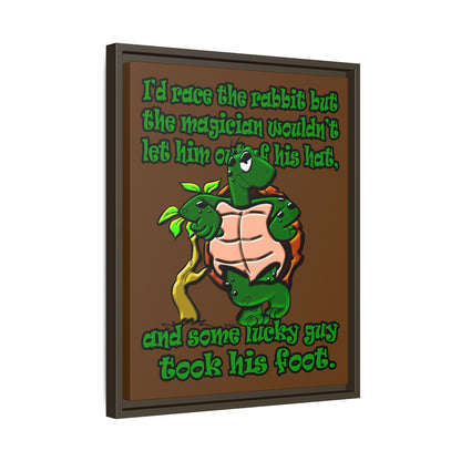turtle race - framed canvas art (brown)