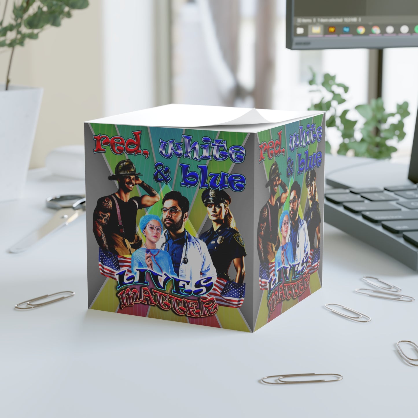rw&b lives matter - note cube (rainbow split)