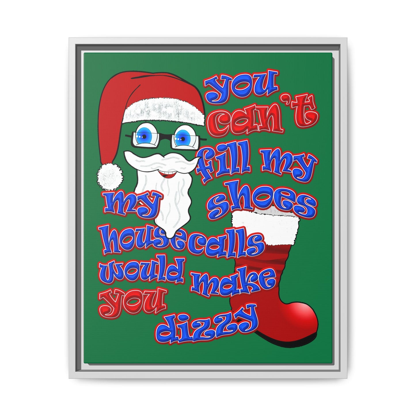 santa's shoes - framed canvas art (dark green)