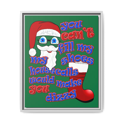 santa's shoes - framed canvas art (dark green)