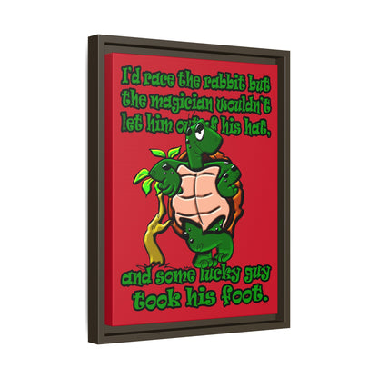 turtle race - framed canvas art (dark red)