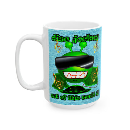 disc jockey - White Mug (faded dark blue)