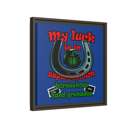 my luck - framed canvas art (dark blue)
