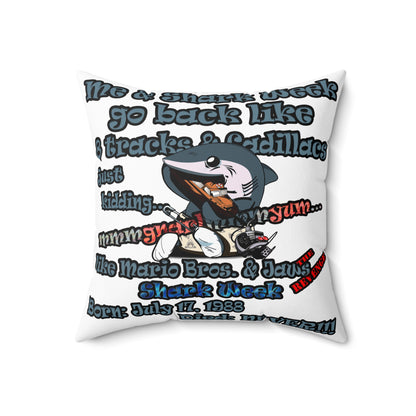 shark week - Spun Polyester Square Pillow - (white)